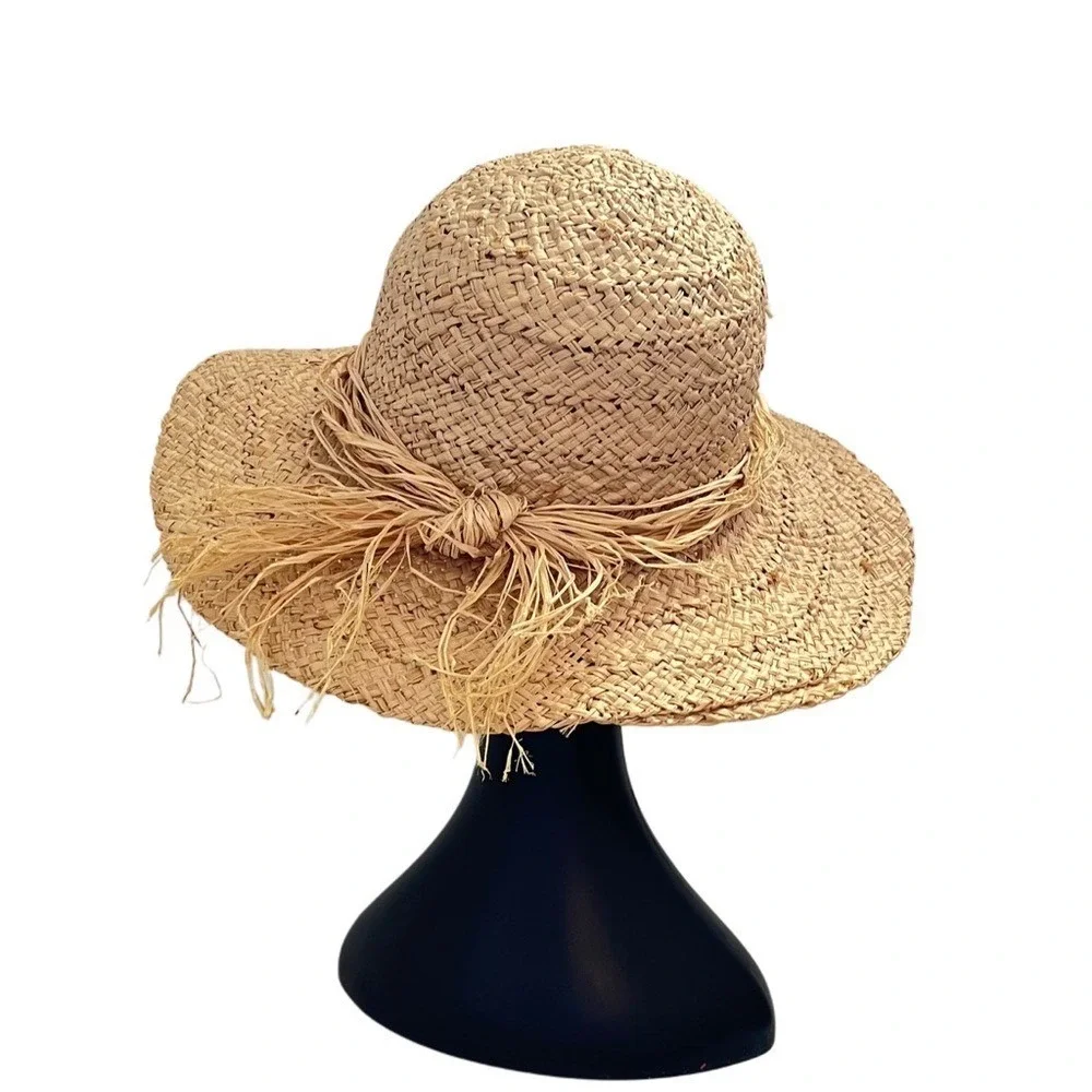 Grevi Mode Firenze Italy Tan 100% Straw Sun Summer Hat‎
